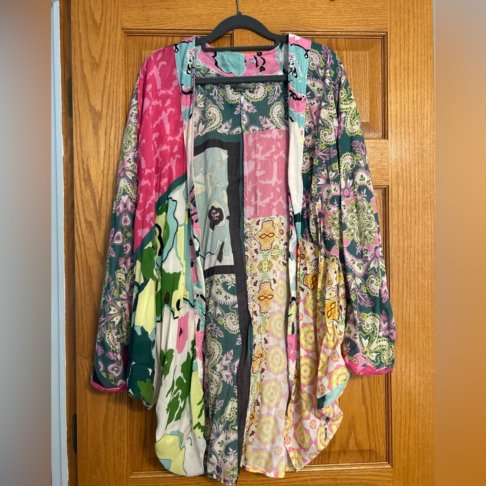 Anthropologie - Multi Floral Cocoon Kimono Top
